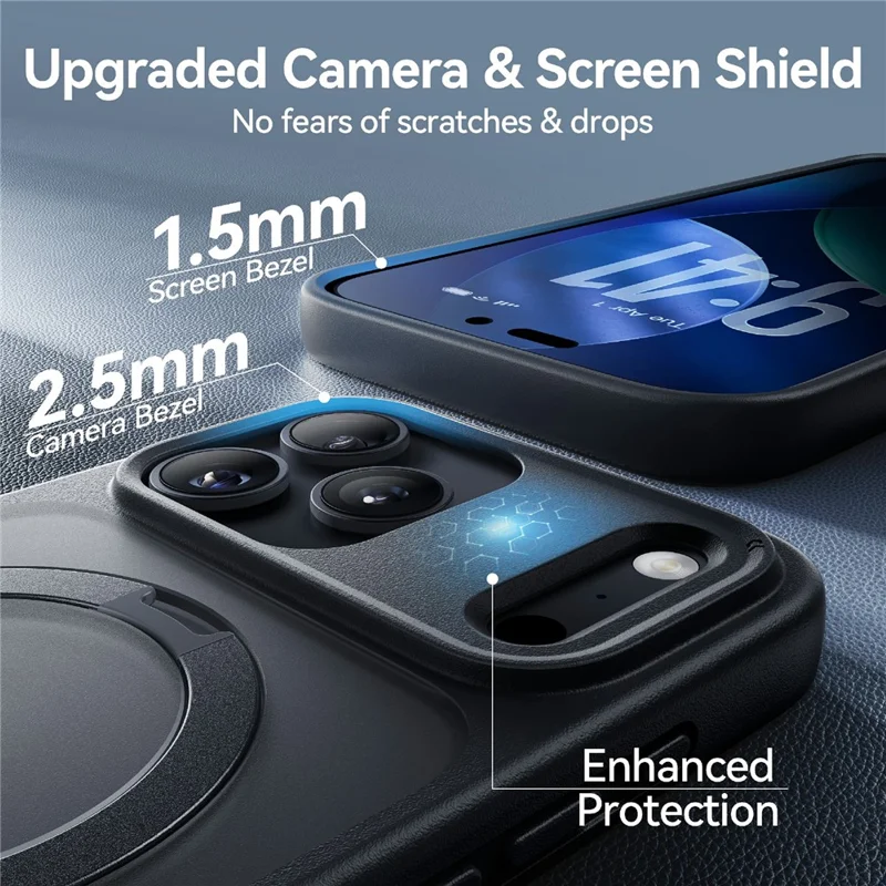 CASEKOO for iPhone 18 Pro Max / 17 Pro Max Case Magnetic Kickstand Translucent Matte PC + TPU Phone Cover Compatible with MagSafe - Black