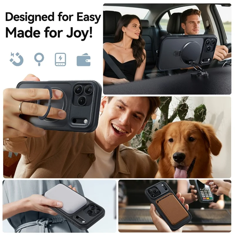 CASEKOO for iPhone 18 Pro Max / 17 Pro Max Case Magnetic Kickstand Translucent Matte PC + TPU Phone Cover Compatible with MagSafe - Black
