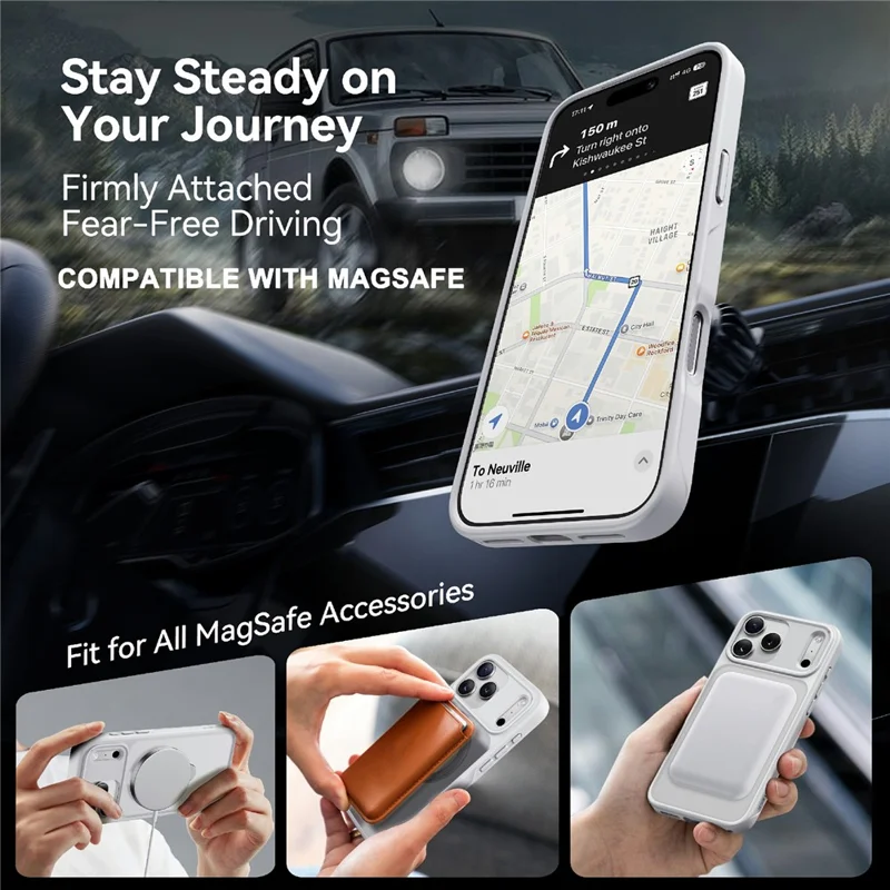 CASEKOO för iPhone 18 Pro Max / 17 Pro Max Skal Magnetisk Rotationsfot PC + TPU Matt Mobilskal - Vit