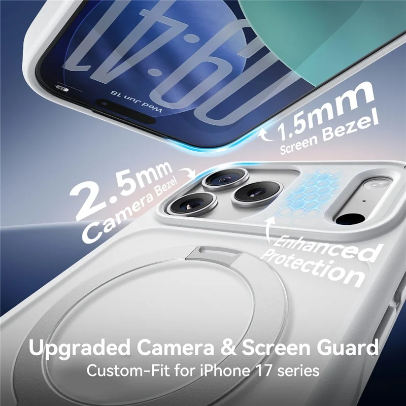 CASEKOO voor iPhone 18 Pro / 17 Pro hoesje Magnetische draaibare standaard PC + TPU Matte telefoonhoes - Wit