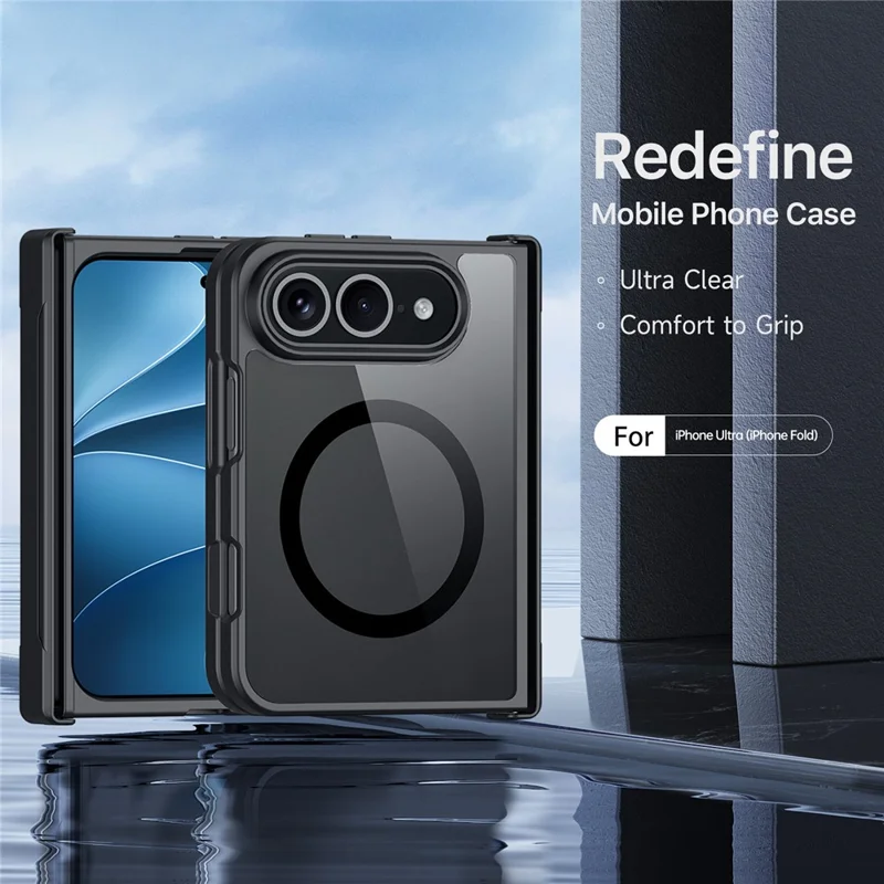 DUX DUCIS Aimo für iPhone Fold Magnetische Hülle Scharnier-Schutz PC + TPU Stoßfeste Handyhülle (REACH-Zertifizierung) - Schwarz