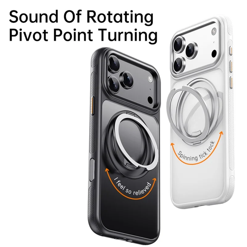 For iPhone 18 Pro / 17 Pro Case Rotating Magnetic Kickstand Dot-Matrix Texture TPU + Acrylic Phone Cover - Black