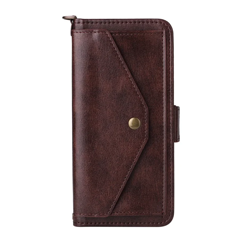 For Xiaomi 17T Leather Case Magnetic Closure Wallet Stand Phone Cover with Crossbody Strap - Brown