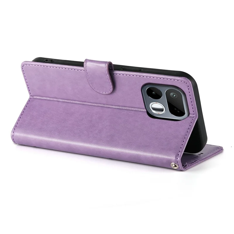 For Realme 16T 5G Wallet Case Butterfly Floral Imprint PU Leather Phone Cover with Wrist Strap - Purple