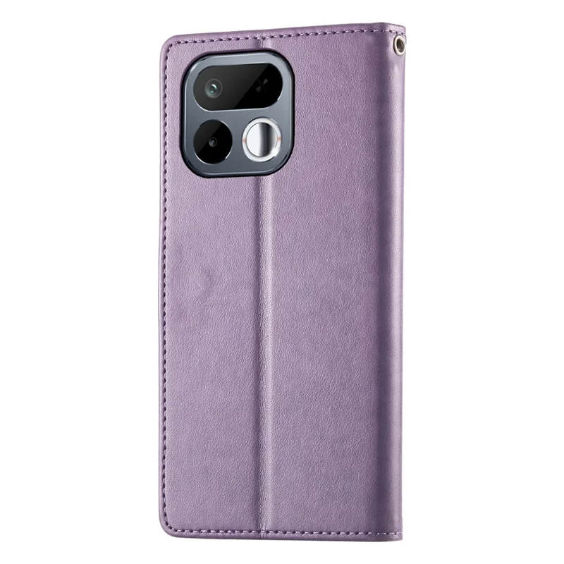 For Realme 16T 5G Wallet Case Butterfly Floral Imprint PU Leather Phone Cover with Wrist Strap - Purple