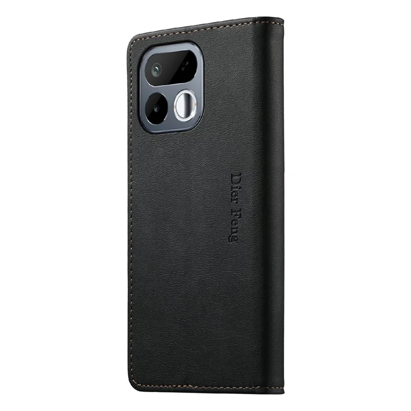 DIERFENG DF-019 for Realme 16T 5G Leather Wallet Case Magnetic Flip Cover with Card Slots RFID Blocking - Black