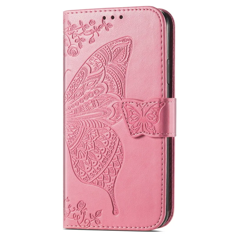 For Samsung Galaxy S26 FE Case with Strap Butterfly Pattern PU Leather Wallet Phone Cover - Pink