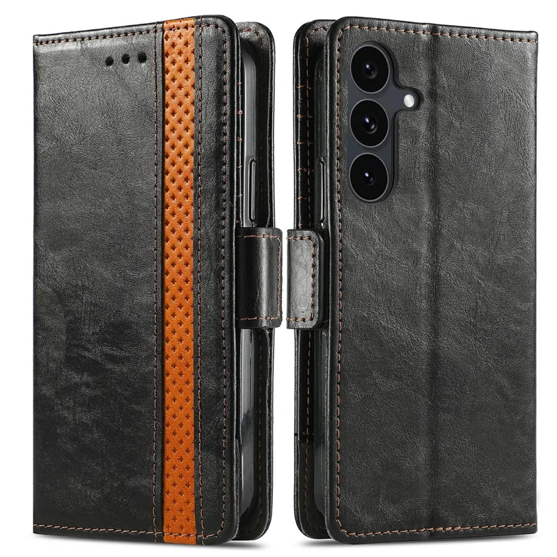 CASENEO For Samsung Galaxy S26 FE Phone Cases PU Leather Cover Stand with RFID Blocking Wallet - Black - 1