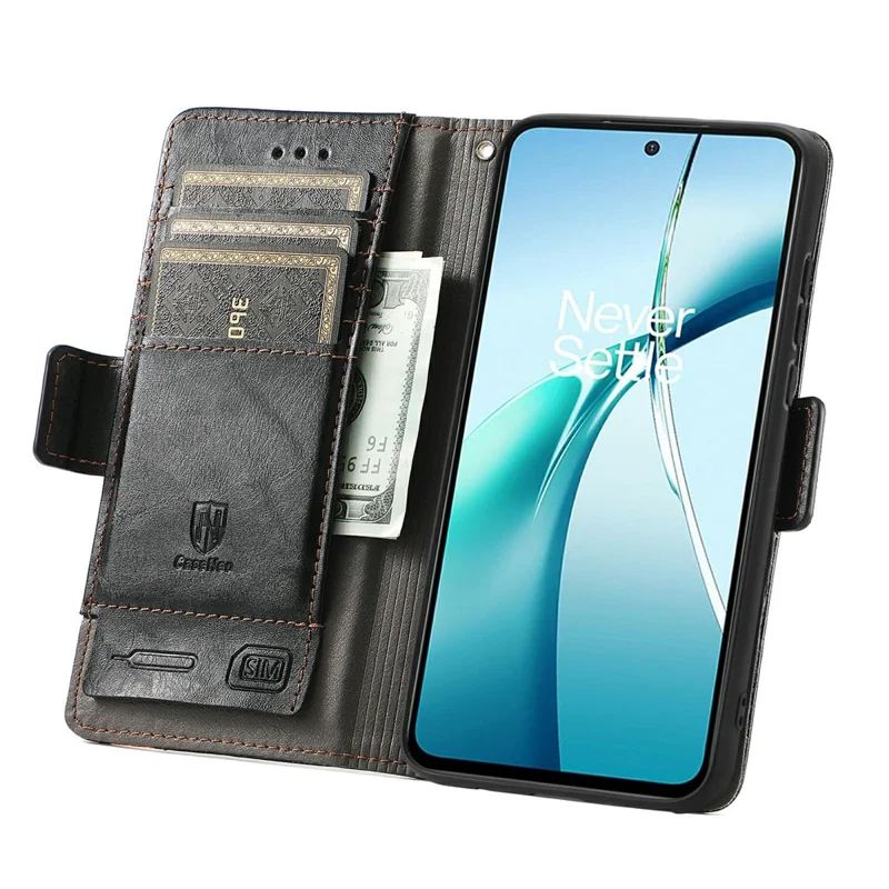 CASENEO For Samsung Galaxy S26 FE Phone Cases PU Leather Cover Stand with RFID Blocking Wallet - Black - 2