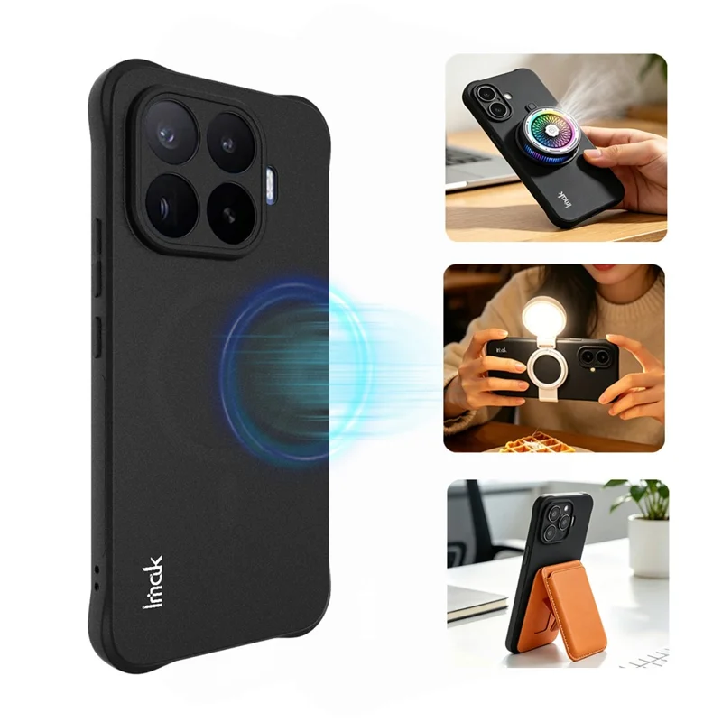 IMAK til Xiaomi 17T Pro Magnetisk Hårdtpose Støtdæmpende Airbag TPU Telefonbeskytter - Matt Sort