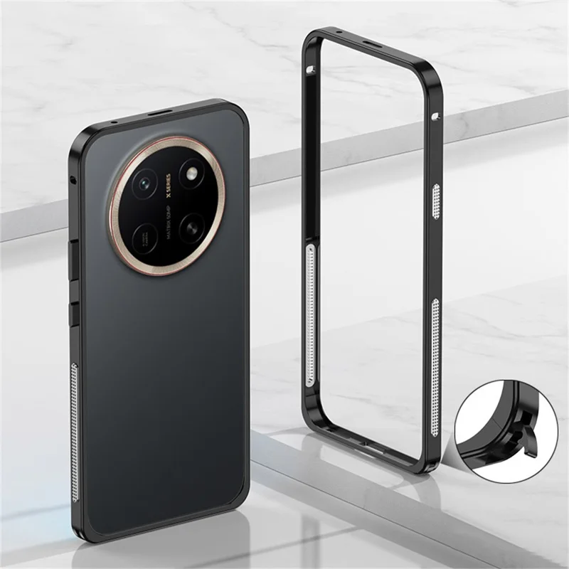 For Honor X80 Pro Max 5G Bumper Cases Metalramme til varmeafledning med linsebeskyttelse - Sort