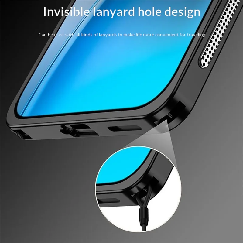 For Honor X80 Pro Max 5G Bumper Cases Metalramme til varmeafledning med linsebeskyttelse - Sort