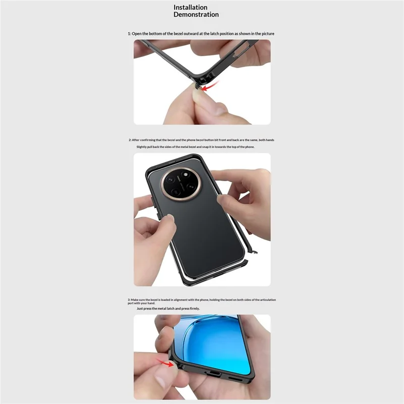 For Honor X80 Pro Max 5G Bumper Cases Metalramme til varmeafledning med linsebeskyttelse - Sort