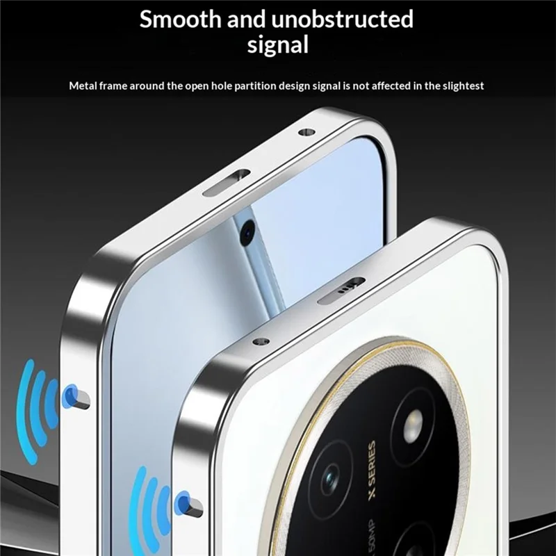 For Honor X80 Pro Max 5G Bumper Cases Metalramme til varmeafledning med linsebeskyttelse - Sort