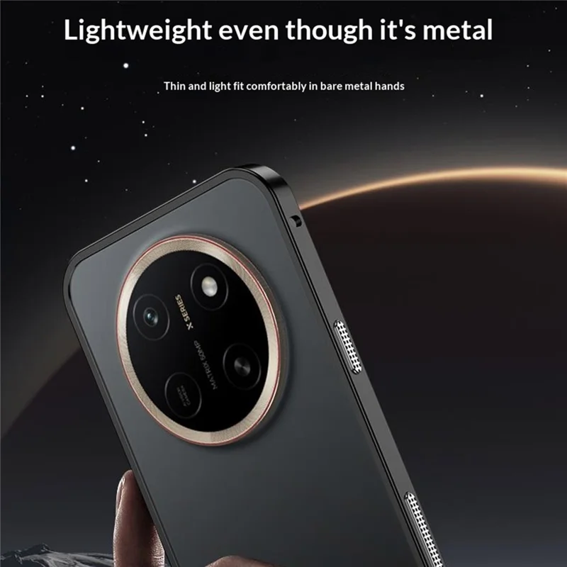For Honor X80 Pro Max 5G Bumper Cases Metalramme til varmeafledning med linsebeskyttelse - Sort