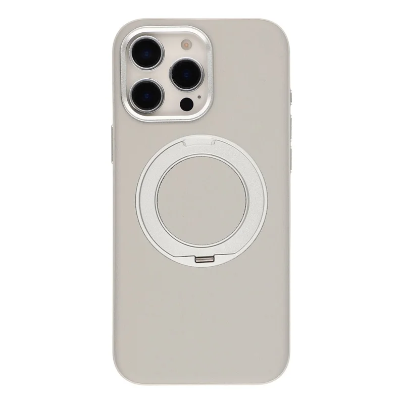 For iPhone 16 Pro Max Case Magnetic Rotatable Kickstand Leather + PC + TPU Phone Cover with Camera Control Button - Grey