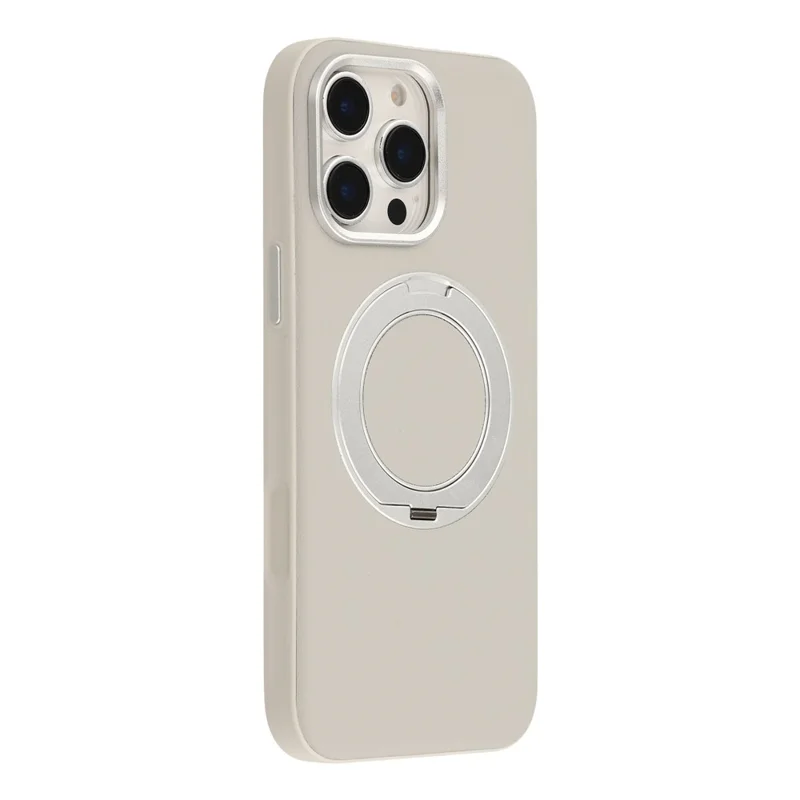 For iPhone 16 Pro Max Case Magnetic Rotatable Kickstand Leather + PC + TPU Phone Cover with Camera Control Button - Grey