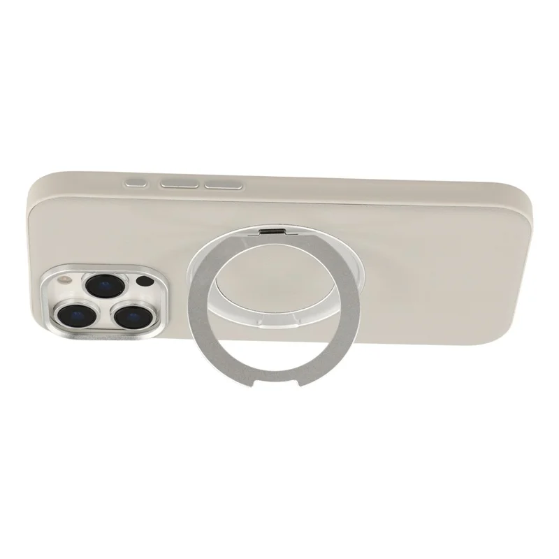 For iPhone 16 Pro Max Case Magnetic Rotatable Kickstand Leather + PC + TPU Phone Cover with Camera Control Button - Grey
