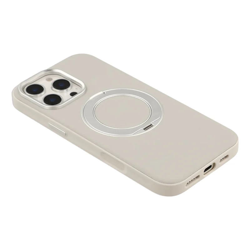 For iPhone 16 Pro Max Case Magnetic Rotatable Kickstand Leather + PC + TPU Phone Cover with Camera Control Button - Grey