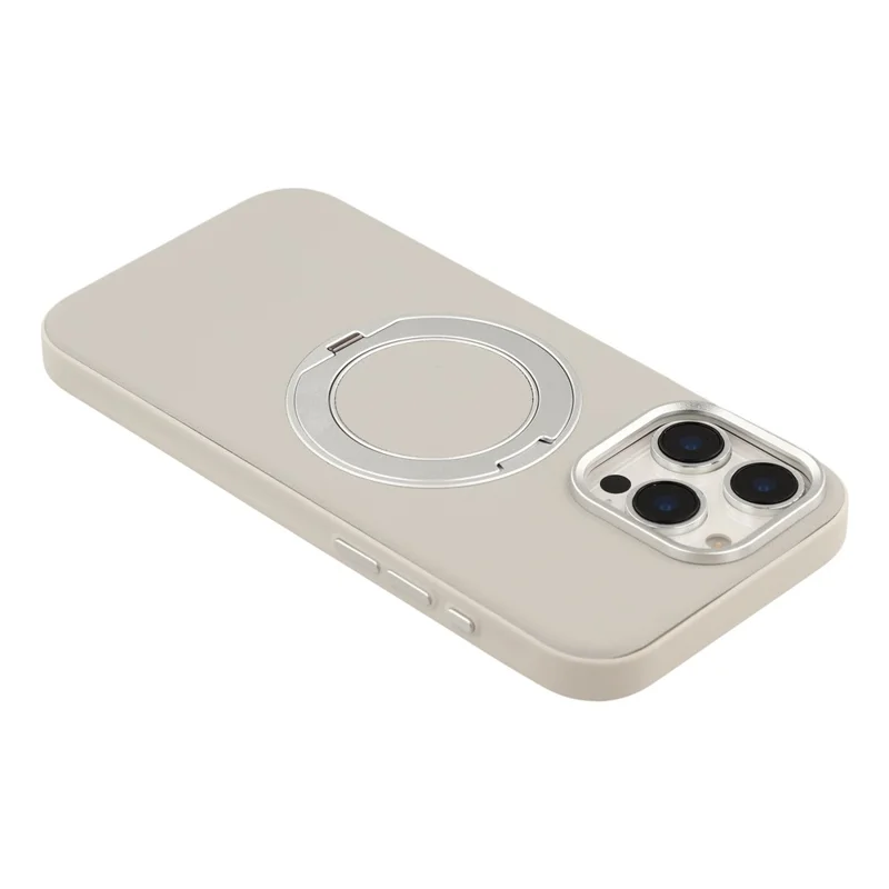 For iPhone 16 Pro Max Case Magnetic Rotatable Kickstand Leather + PC + TPU Phone Cover with Camera Control Button - Grey