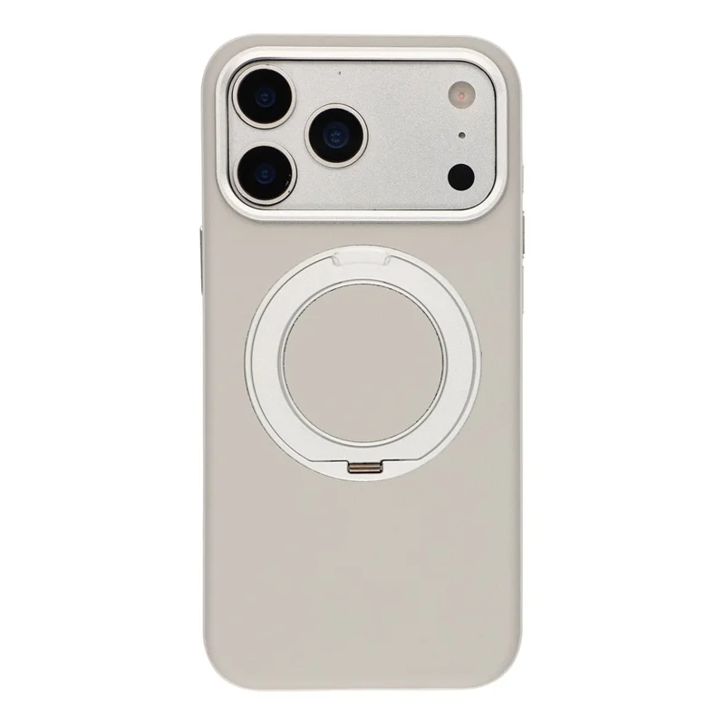 Чехол для iPhone 18 Pro Max / 17 Pro Max с магнитом, поворотной подставкой, кожаный + PC + TPU, с кнопкой управления камерой — Серый