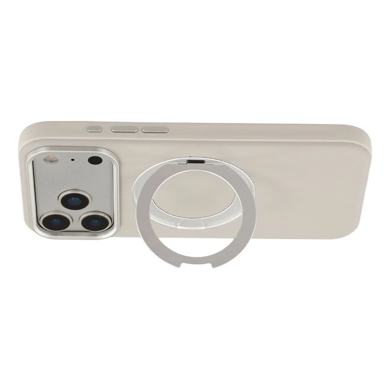 Чехол для iPhone 18 Pro Max / 17 Pro Max с магнитом, поворотной подставкой, кожаный + PC + TPU, с кнопкой управления камерой — Серый