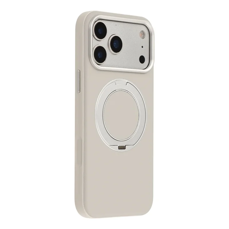 For iPhone 18 Pro / 17 Pro Case Magnetic Rotatable Kickstand Leather + PC + TPU Phone Cover with Camera Control Button - Grey