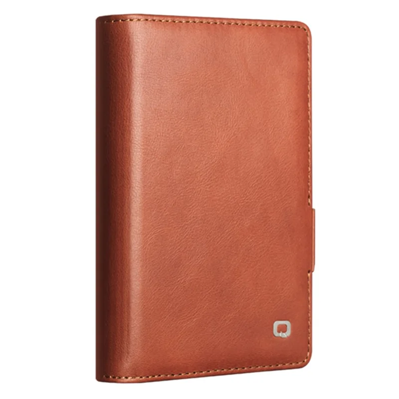 QIALINO for Samsung Galaxy Z Fold8 Case Oil-Waxed Genuine Cow Leather Flip Stand Wallet Phone Cover - Light Brown