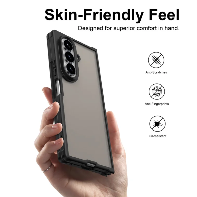 For Samsung Galaxy Z Fold8 Ultra Case Drop Proof Airbags Frosted Translucent PC + TPU Phone Back Cover - Black
