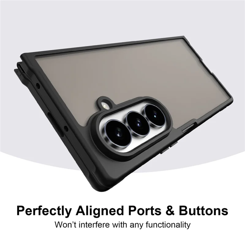 For Samsung Galaxy Z Fold8 Ultra Case Drop Proof Airbags Frosted Translucent PC + TPU Phone Back Cover - Black