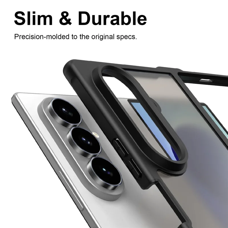 For Samsung Galaxy Z Fold8 Ultra Case Drop Proof Airbags Frosted Translucent PC + TPU Phone Back Cover - Black