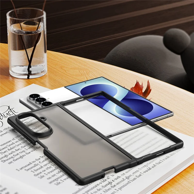 For Samsung Galaxy Z Fold8 Ultra Case Drop Proof Airbags Frosted Translucent PC + TPU Phone Back Cover - Black
