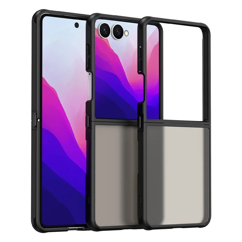 For Samsung Galaxy Z Flip8 Case Drop Proof Airbags Frosted Translucent PC + TPU Phone Back Cover - Black