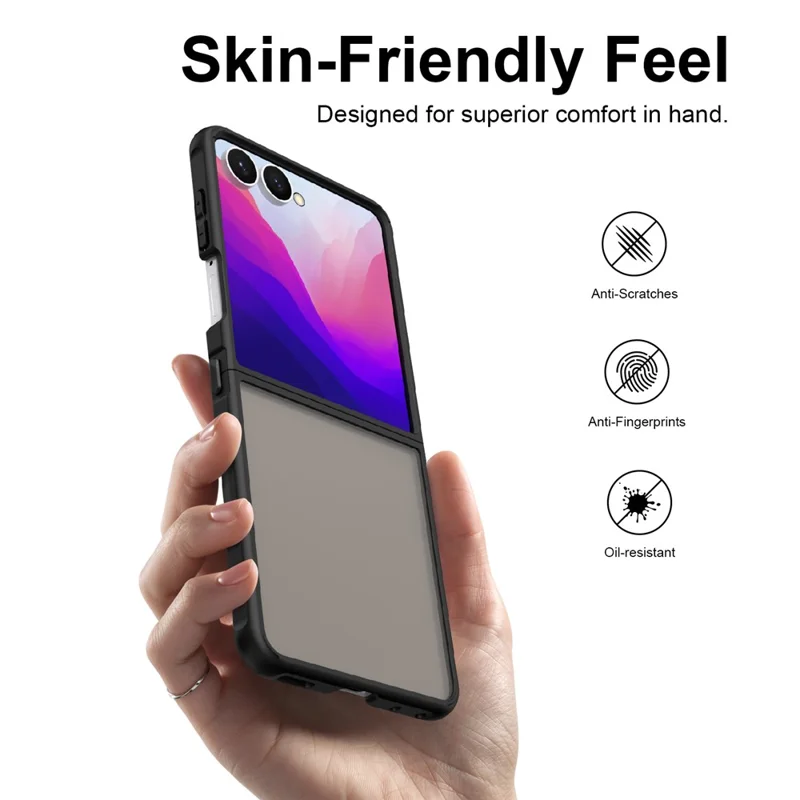 For Samsung Galaxy Z Flip8 Case Drop Proof Airbags Frosted Translucent PC + TPU Phone Back Cover - Black