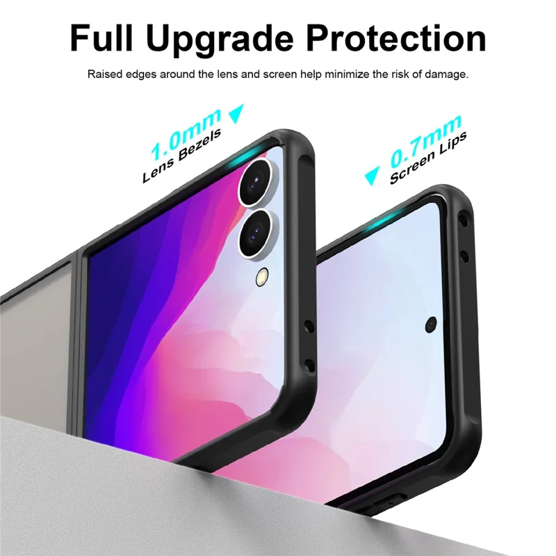 For Samsung Galaxy Z Flip8 Case Drop Proof Airbags Frosted Translucent PC + TPU Phone Back Cover - Black