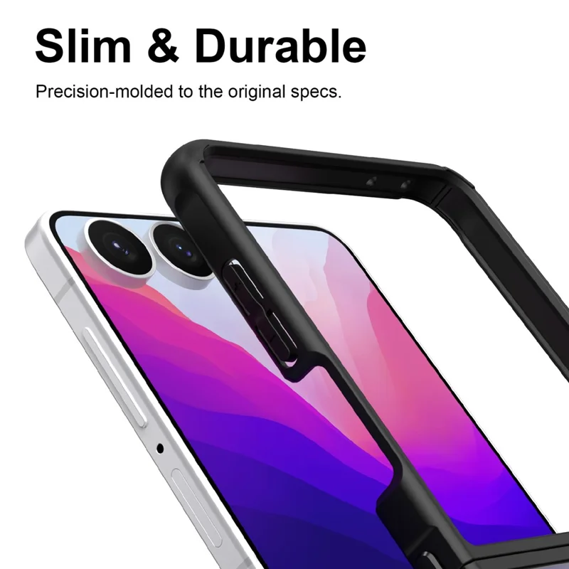 For Samsung Galaxy Z Flip8 Case Drop Proof Airbags Frosted Translucent PC + TPU Phone Back Cover - Black