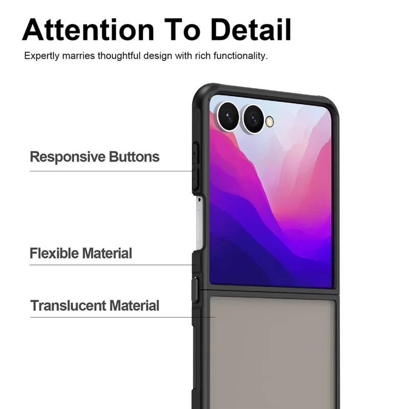 For Samsung Galaxy Z Flip8 Case Drop Proof Airbags Frosted Translucent PC + TPU Phone Back Cover - Black