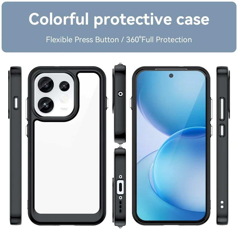 Phone Case For Oppo Reno16 Pro 5G (Global) TPU + Acrylic Protective Clear Phone Cover - Black