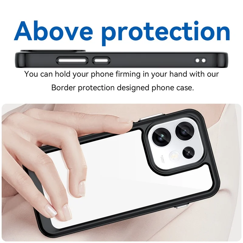 Phone Case For Oppo Reno16 Pro 5G (Global) TPU + Acrylic Protective Clear Phone Cover - Black