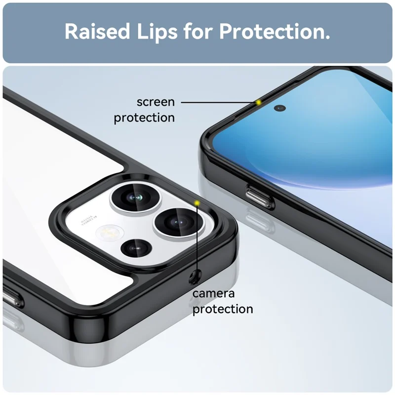 Phone Case For Oppo Reno16 Pro 5G (Global) TPU + Acrylic Protective Clear Phone Cover - Black