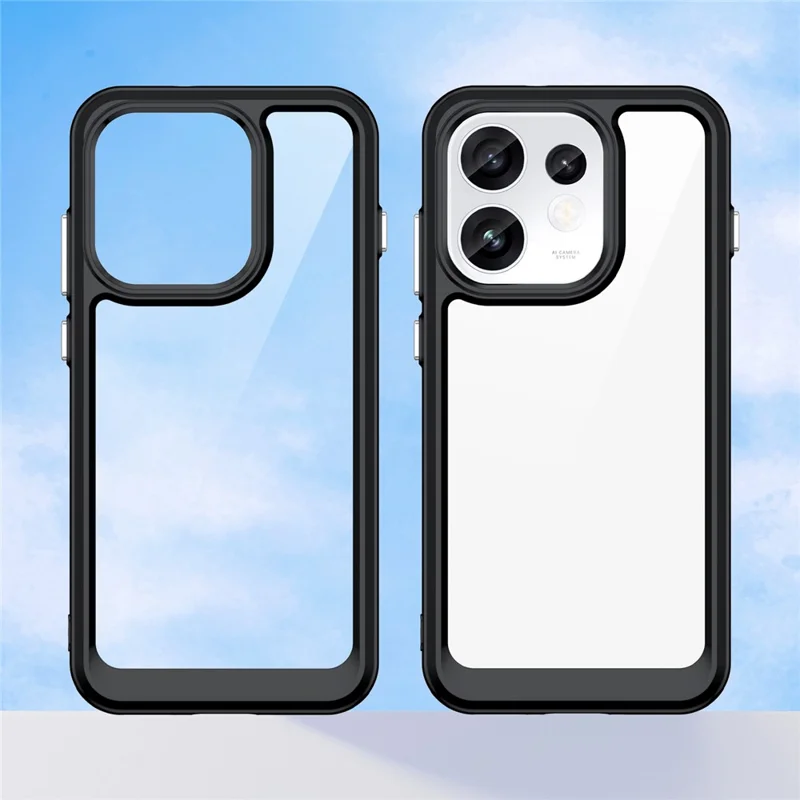 Phone Case For Oppo Reno16 Pro 5G (Global) TPU + Acrylic Protective Clear Phone Cover - Black