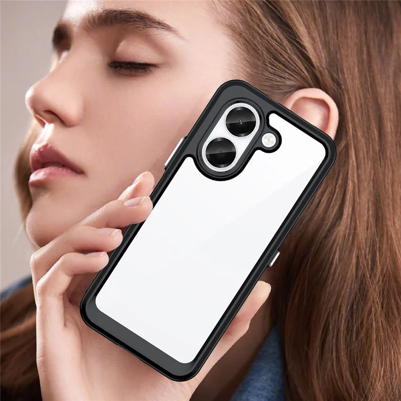 Telebeskyttelse til Honor X7e 4G TPU + akryl, beskyttende gennemsigtig telefondæksel - sort