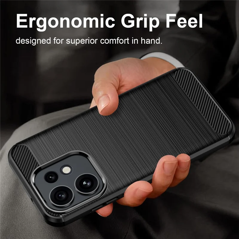 For Oppo Reno16 Pro 5G (Global) TPU Case Protective Phone Cover Carbon Fiber Texture Brushed - Black