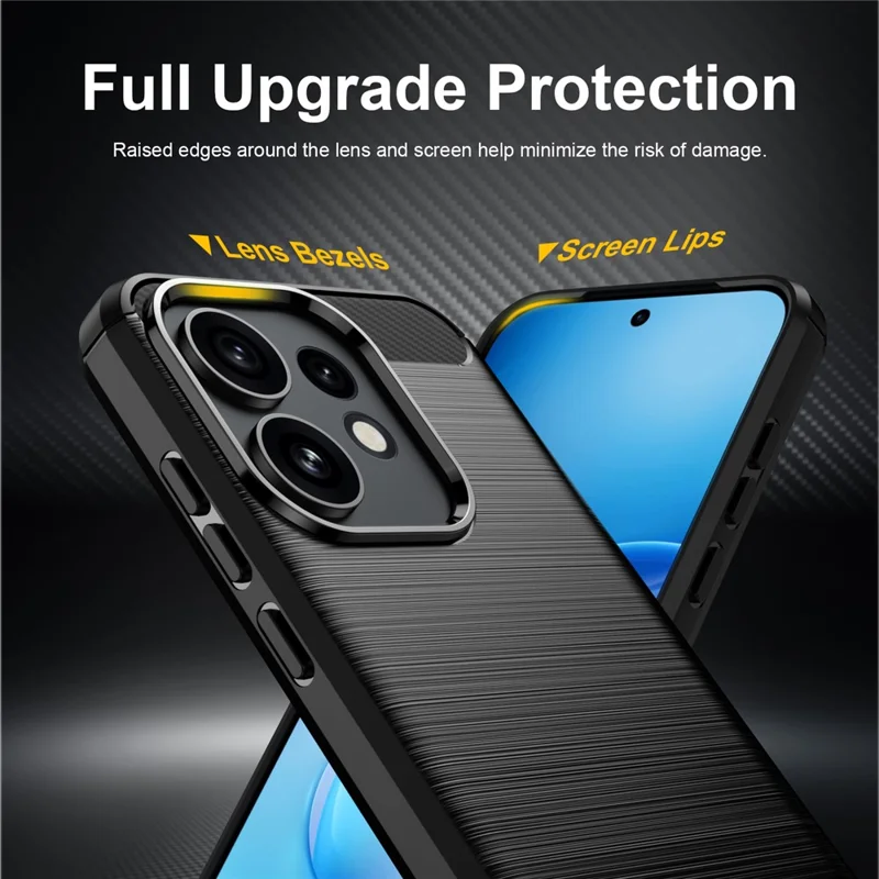 For Oppo Reno16 Pro 5G (Global) TPU Case Protective Phone Cover Carbon Fiber Texture Brushed - Black