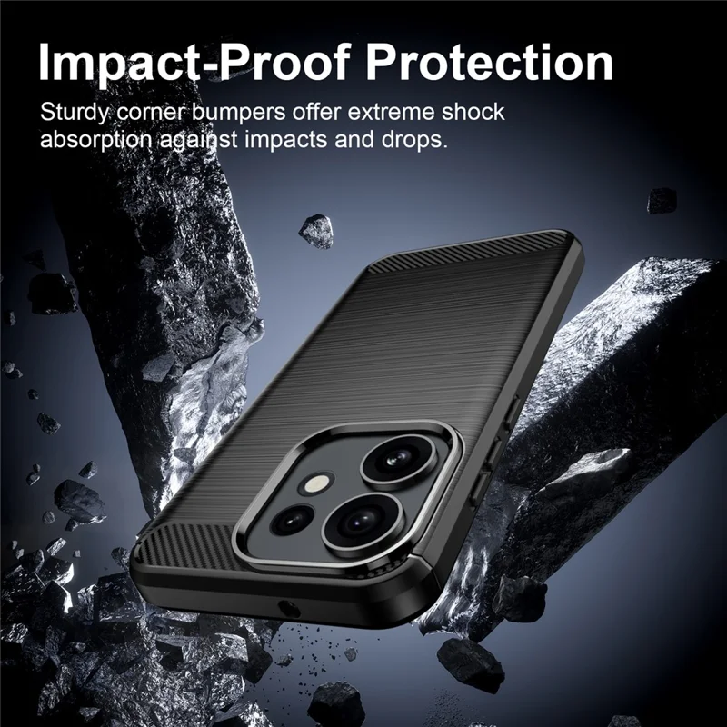 For Oppo Reno16 Pro 5G (Global) TPU Case Protective Phone Cover Carbon Fiber Texture Brushed - Black