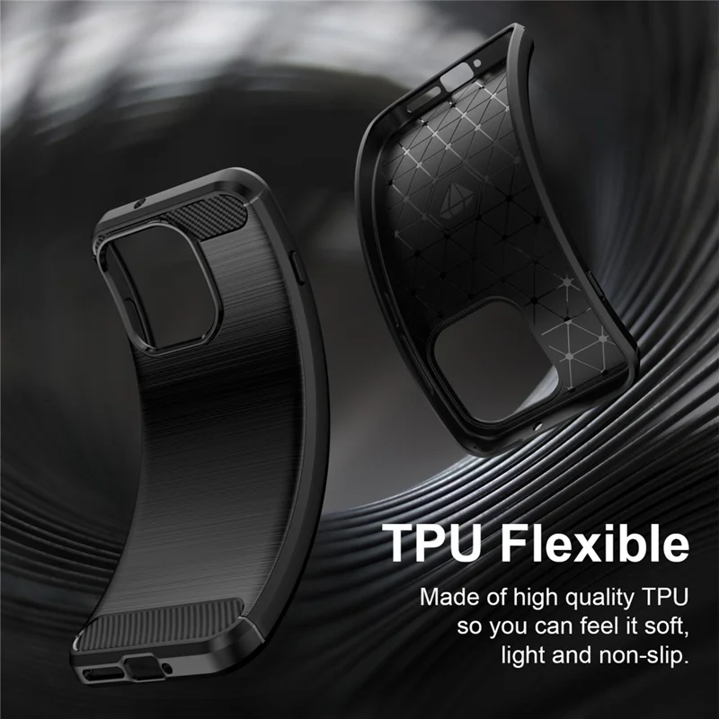 For Oppo Reno16 Pro 5G (Global) TPU Case Protective Phone Cover Carbon Fiber Texture Brushed - Black