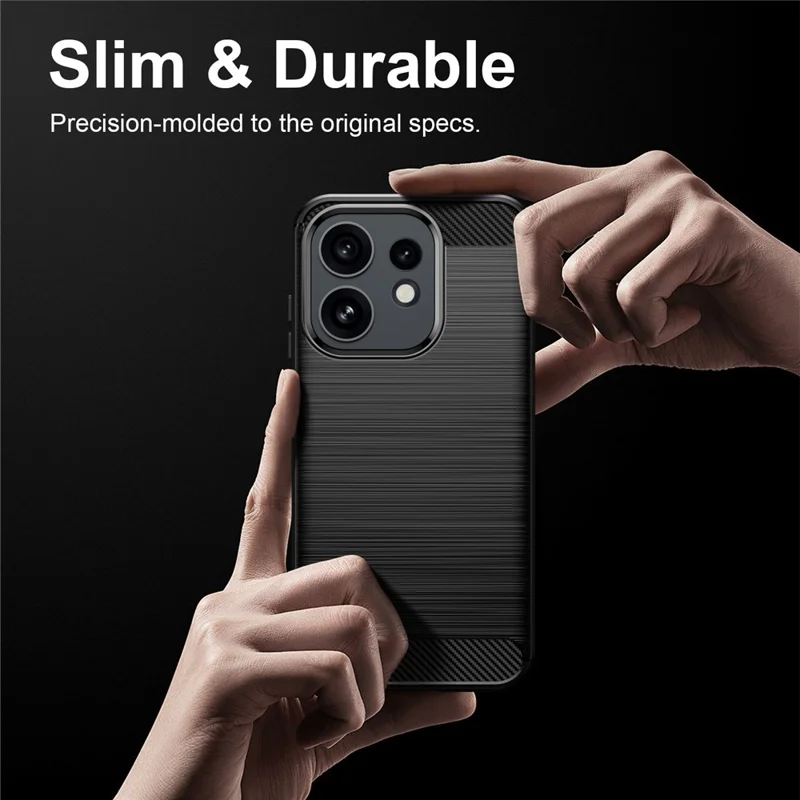For Oppo Reno16 Pro 5G (Global) TPU Case Protective Phone Cover Carbon Fiber Texture Brushed - Black