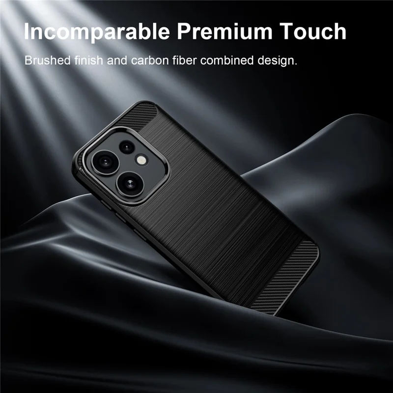 For Oppo Reno16 Pro 5G (Global) TPU Case Protective Phone Cover Carbon Fiber Texture Brushed - Black
