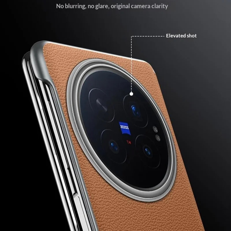 SULADA For vivo X Fold6 5G Case Genuine Cow Leather Frameless Phone Back Cover - Brown