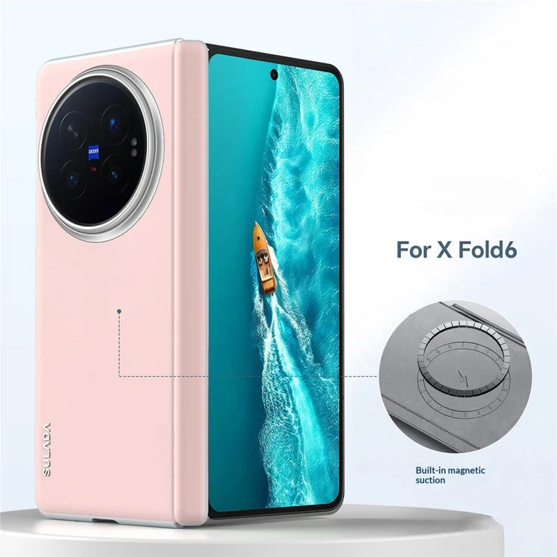 SULADA For vivo X Fold6 5G Magnetic Case Leather Back Cover Hinge Protection - Pink